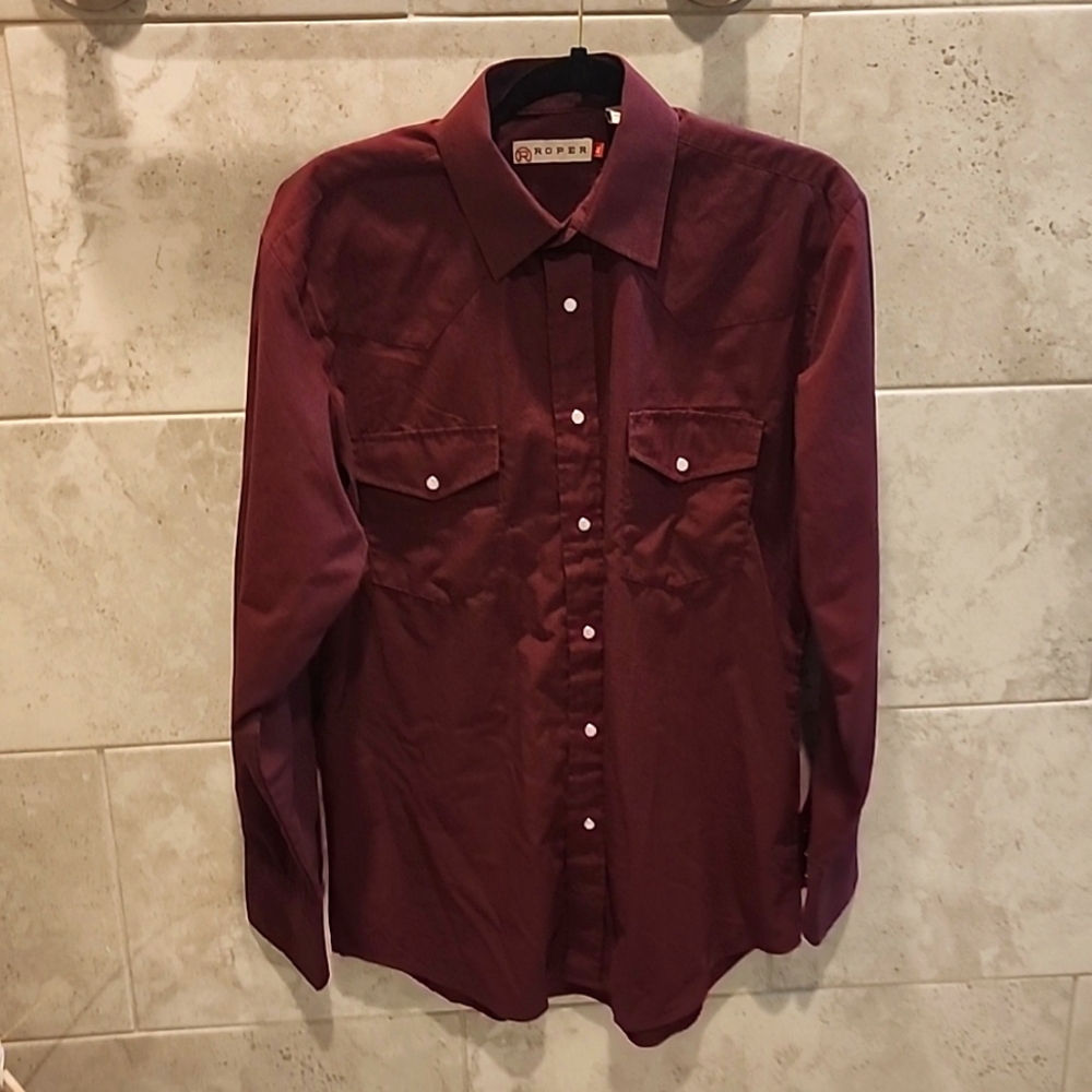 Roper medium burgundy western shirt snap down